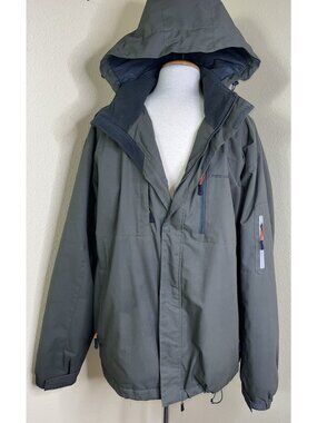 Free Country Men’s XL Olive Green Jacket Removable Hooded Water Resistant Pocket